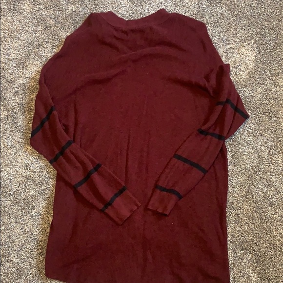 Maroon with black striped sleeve sweater tunic - Picture 4 of 4